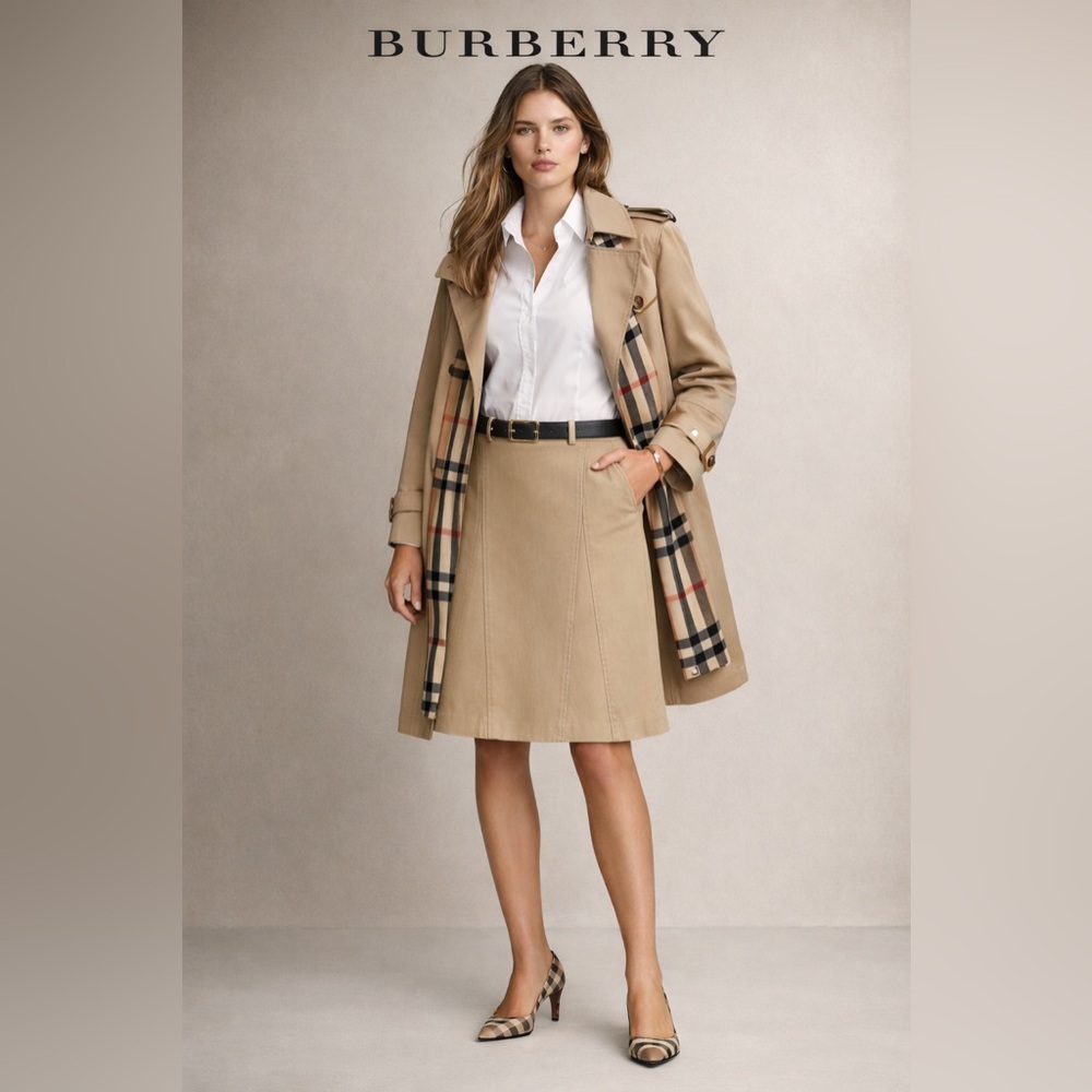 Burberry Beige Jean midi A-Line Skirt. Size 38